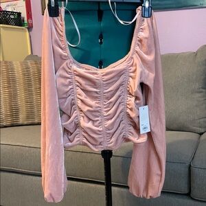 SO Pink Ruched Fitted Blouse